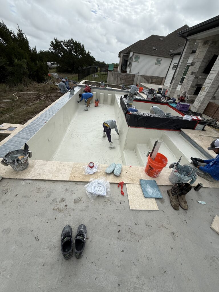 New pool plaster with champagne spa in Dripping Springs, TX