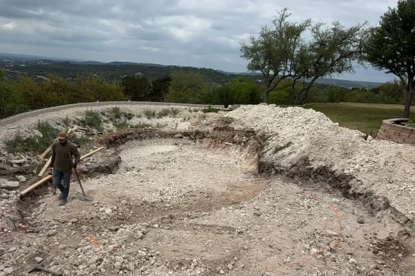 Pool excavation on a Hill Country lot